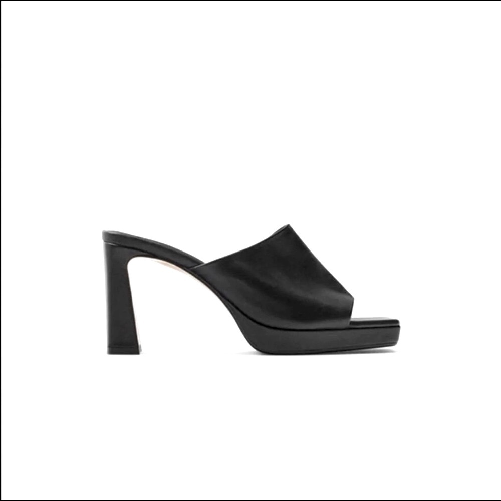 ZARA Leather Heeled Platform Mules